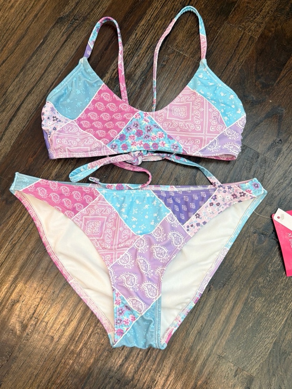 Xhilaration Pink Purple Patchwork Bikini Bottoms